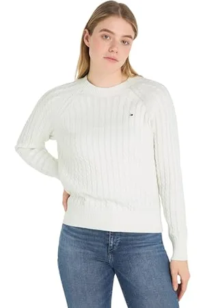 Tommy Hilfiger Damen Pullover Co Cable Crew Neck Sweater Strickpullover, , XXS