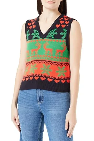 ONLY Damen Onlxmas Heart V-neck Vest Knt, , S