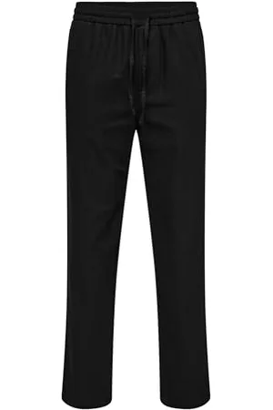 Only & Sons Herren ONSSINUS Loose 0007 COT LIN Pant NOOS Stoffhose, Black, L