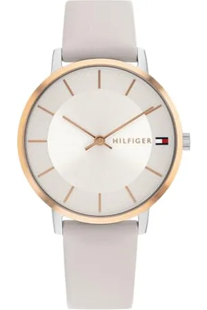 Tommy Hilfiger Zwei-Zeiger-Quarzwerk-Uhr für Damen mit Graues Lederarmband - 1782671
