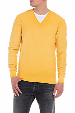 Replay Herren Strickpullover mit V-Ausschnitt, (Orange), L