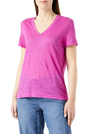 Gerry Weber Damen T-Shirt aus Leinen Kurzarm unifarben, Melange 44