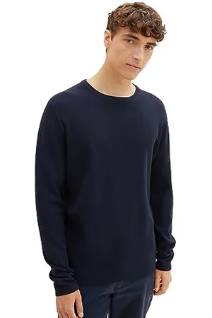 TOM TAILOR Herren 1039434 Strukturierter Crew-Neck Strick-Pullover, 10668-sky Captain Blue, S