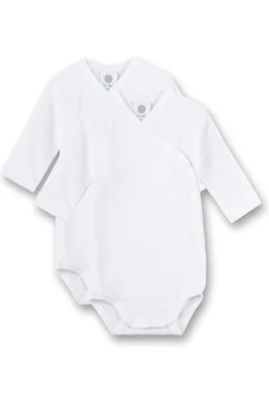 Sanetta Wickelbody Langarm (Doppelpack) | Nachhaltiger und süßer Wickelbody für Babys aus Bio-Baumwolle. Inhalt: 2er Set Baby Wickelbody 056