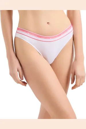 Emporio Armani Damen-Slip aus Stretch-Baumwolle mit Logoband im 2er-Pack, , XS