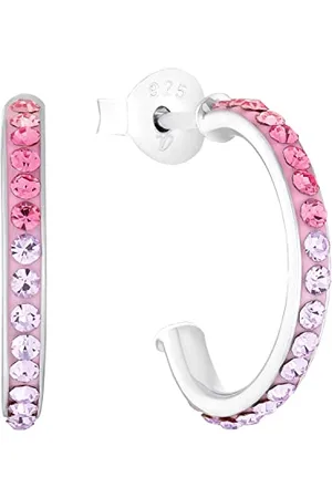 Amor Creolen 925 Sterling Silber Mädchen Kinder Ohrschmuck, mit Kristallglas, 1,2 cm, Silber, Kommt in Schmuck Geschenk Box, 2036779