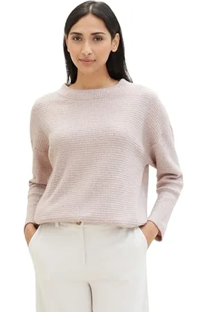 TOM TAILOR Damen Cosy Sweatshirt mit Struktur, dusty lilac melange, L