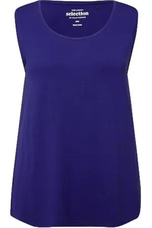 Ulla Popken Damen Top, Classic Fit, Rundhals, Stretch, breite Träger, ärmellos, , 54/56