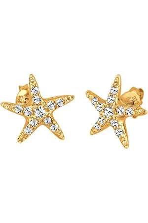 Elli Ohrringe Damen Seestern Stecker Beach mit Kristalle in 925 Sterling Silber vergoldet