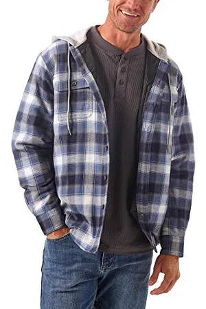 Wrangler Herren Long Sleeve Quilted Lined Flannel Shirt Jacket with Hood Hemd mit Button-Down-Kragen, , XXL