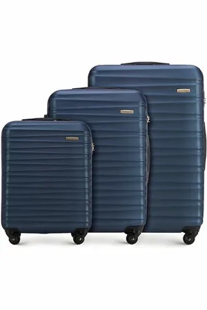 Wittchen Reisekoffer 3er Koffer-Set Rollkoffer Trolley Handgepäck Reisekofferset Gepäckset Hartschale aus ABS mit 4 Spinner-Rollen Zahlenschloss Teleskopgriff Groove Line Marineblau
