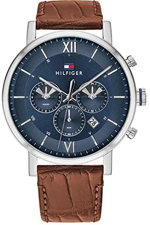 Tommy Hilfiger Multi Zifferblatt Quarz Uhr für Herren mit Hell-Braunes Lederarmband - 1710393
