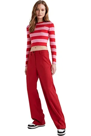 DeFacto Damen X4236AZ Casual Pants, RED, 40