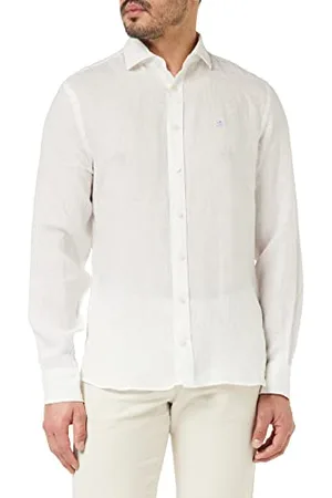 Hackett Herren Garment Dyed Linen K Hemd, White, L
