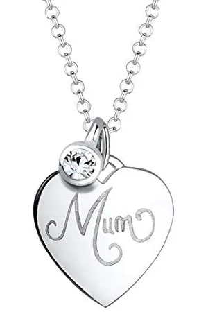 Elli Halskette Damen Mum Schriftzug Mutter Herz mit Kristall in 925 Sterling