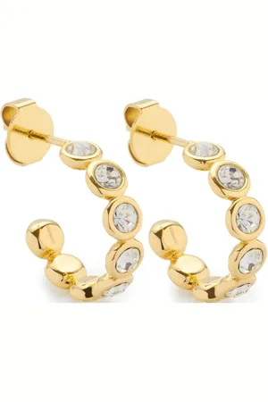 Leonardo Ohrstecker Cremona, 1 Paar Steck-Creolen aus goldfarbenem Edelstahl, klare Zirkonia Steinchen, Schmuck Damen Geschenk, 024339