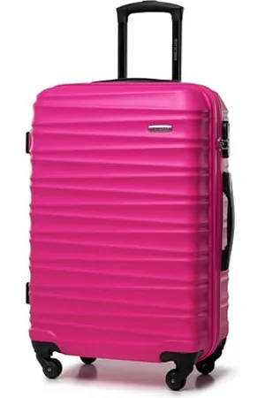 Wittchen Reisekoffer Rollkoffer Trolley Mittlerer Koffer Reisekoffer Hartschale aus ABS Mittelgroßkoffer mit 4 Spinner-Rollen Zahlenschloss Teleskopgriff Groove Line Größe M