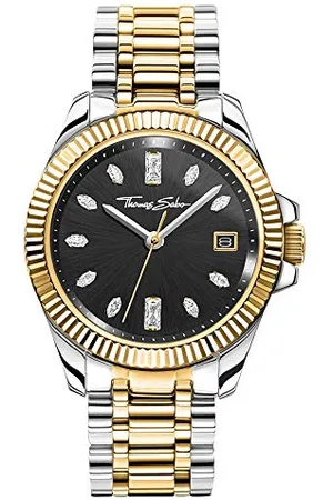 Thomas Sabo Damen Analog Quarz Uhr mit Edelstahl Armband WA0370-291-203-33 mm