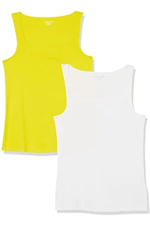 Amazon Damen Tanktop mit schmaler Passform und quadratischem Ausschnitt, 2er-Pack, , XL