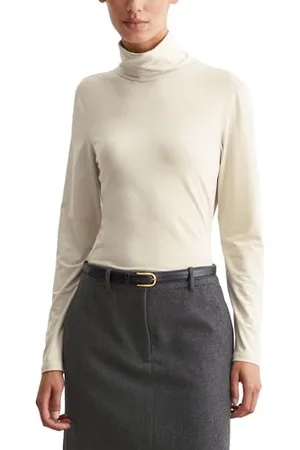 Marc O’ Polo Marc OߴPolo Damen Langarmshirt mit Rollkragen Unterziehshirt, Cremefarben (Stony Sand), S