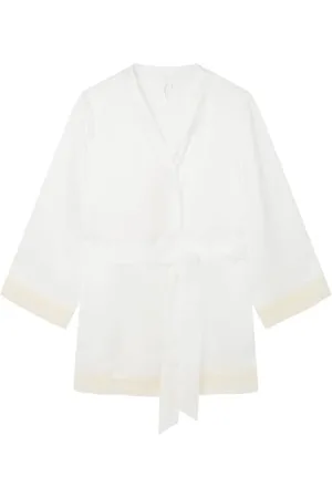 Women secret Damen White short Satin Robe Morgenmantel, S