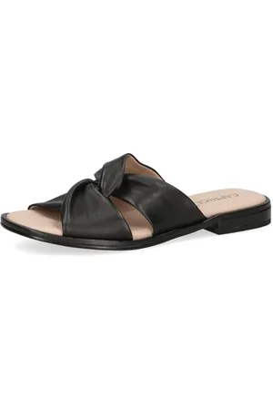 Caprice Damen Pantoletten aus Leder Bequem, Schwarz , 42 EU