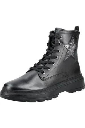 Geox J KIDDARTAH Girl A Ankle Boot, Black/DK Silver, 31 EU