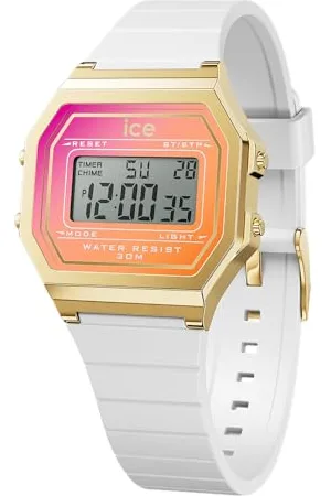 Ice-Watch Ice Digit Retro White Sunkissed - Weiße Damenuhr mit Plastikarmband - 022720 (Small)