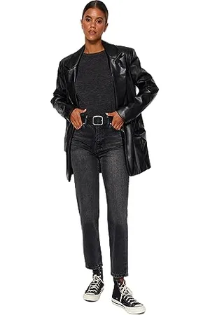 Trendyol Damen Gerade Mama Hohe Taille Jeans, , 40