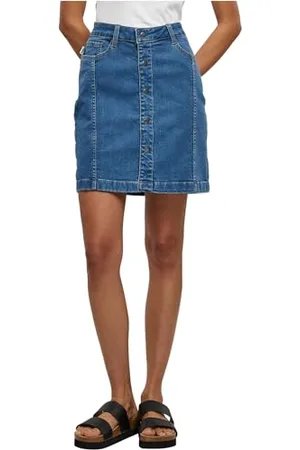 Urban classics Damen TB6039-Ladies Organic Stretch Button Denim Skirt Rock, , 26