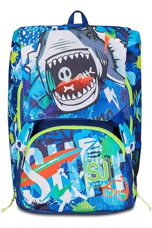7 for all Mankind SJ Gang erweiterbarer Schulrucksack, , Sharkstory, Doppelfach erweiterbar durch seitlichen Reißverschluss, Trinkflaschenhalter, Grund- und Mittelschulen, Kinder Jungen, , Taglia unica