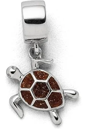 DUR Einzel Charm-Anhänger Turtle für Damen aus 925er Sterling-Silber mit Bernstein, Farbe: , Maße: 1,73x1,6 cm, F289
