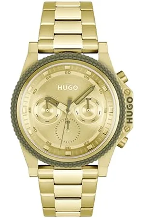 HUGO BOSS Multi Zifferblatt Quarz Uhr für Herren Kollektion #Brave mit Goldfarben Edelstahlarmband - 1530349