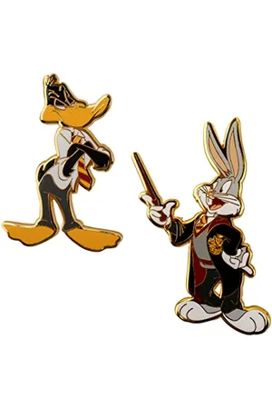 Cinereplicas Bugs Bunny & Daffy Duck in Hogwarts 2er Set Metall-Pins ~5cm - Offizielle Lizenz