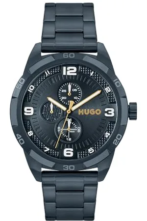 HUGO BOSS Multi Zifferblatt Quarz Uhr für Herren Kollektion #GRIP mit Blaues Edelstahlarmband - 1530278