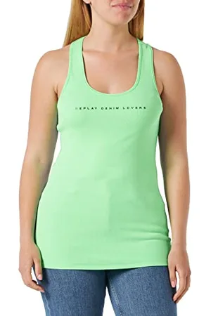 Replay Damen Tank Top Lang, (Grün), M