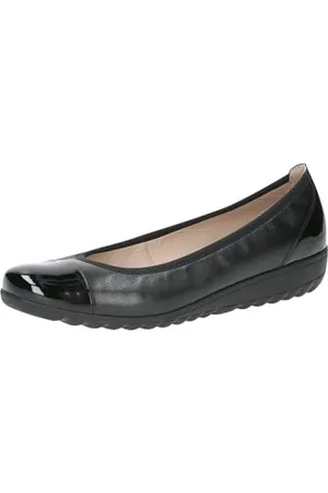 Caprice Damen Ballerinas aus Leder mit Keilabsatz, Schwarz , 38 EU