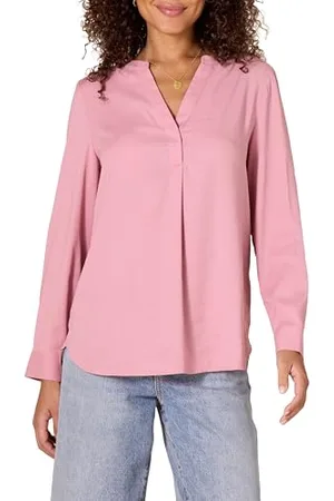 Amazon Damen Langärmlige Popover-Bluse aus Georgette mit lockerer Passform, , M