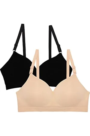 Fruit Of The Loom Damen Seamless Wire Free Bra Push-Up-BH, Undurchsichtige, Black Hue/in The Buff, 2er-Pack, 75C