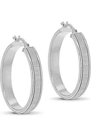 Amazon Creolen aus rhodiniertem Sterlingsilber, gestreiftes Sternenstaub-Design