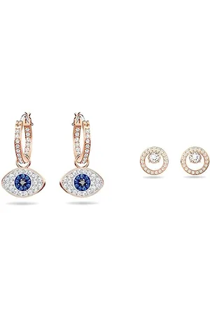 Swarovski Symbolic Ohrringe, Böser Blick, , Roségold-Legierungsschicht & Creativity Ohrstecker, Rund, Weiss, Roségold-Legierungsschicht