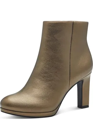 Marco Tozzi Damen Stiefeletten mit Absatz Elegant mit Reißverschluss, Gold , 37 EU