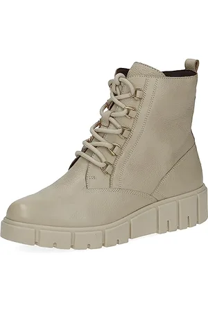 Caprice Damen Stiefeletten zum Schnüren Airmotion aus Leder mit Reißverschluss Weite G, Beige , 40 EU