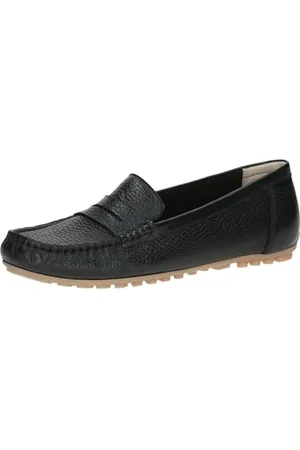 Caprice Damen Mokassins aus Leder Elegant, Schwarz , 42 EU