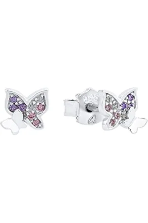 Prinzessin Lillifee Ohrstecker 925 Sterling Silber Mädchen Kinder Ohrschmuck, mit Zirkonia synth., 0,6 cm, Lila, Schmetterling, Kommt in Schmuck Geschenk Box, 2021063