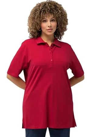 Ulla Popken Damen Basic Poloshirt Langarmshirt, , 42-44 EU