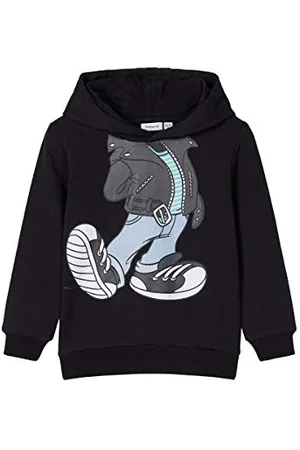 NAME IT Jungen NMMMICKEY VIC Sweat BRU WDI Kapuzenpullover, Black, 98