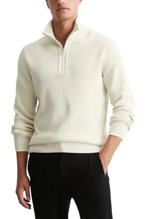 Marc O’ Polo Marc OߴPolo Herren Strickpullover mit Troyerkragen Regular Fit, Cremefarben (Gray Silk), L