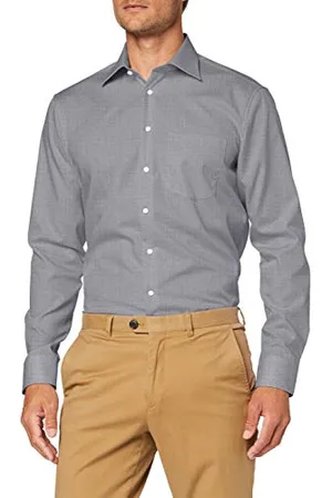 Seidensticker Herren Regular Bügelfrei Kent Langarm Business Shirt, , 47 EU