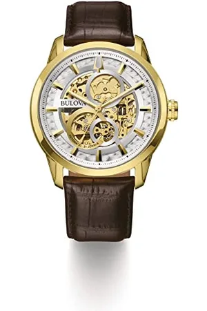 BULOVA Herren Analog Automatik Uhr mit Leder Armband 97A138